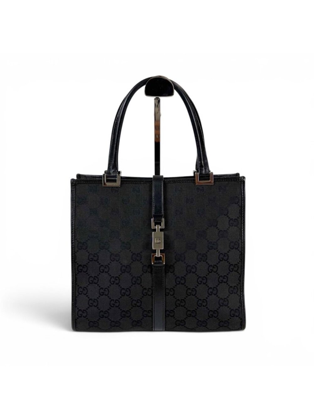 Gucci GG Canvas Jackie Line Mini Tote Bag Black